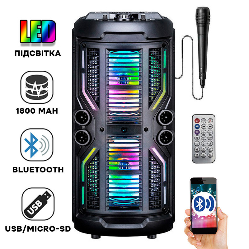 Купити Колонка музична KIMISO QS-A283 BT з дротовим мікрофоном 8*2'BASS ...