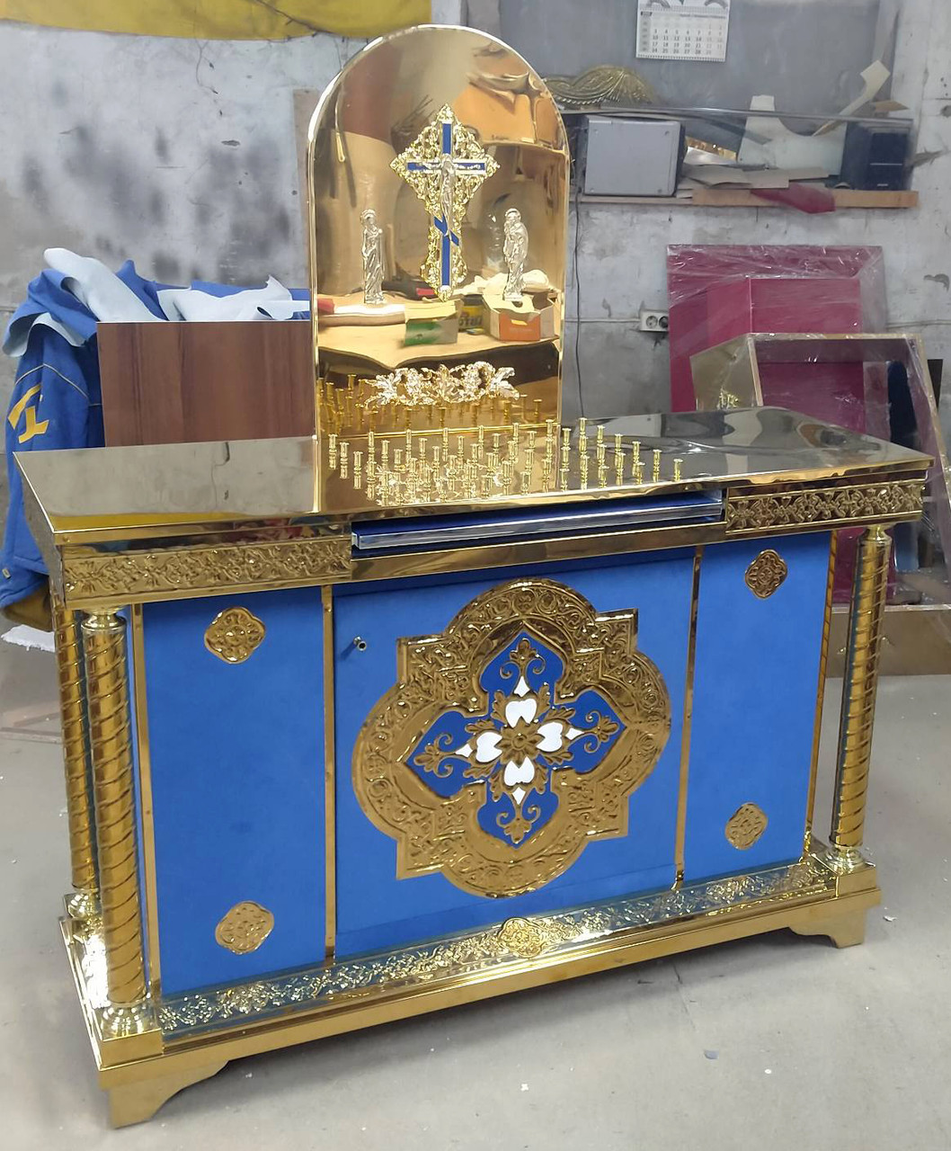 Стіл Панахидный для храму з дверкою і шухлядою, на 50 свічок, фото 1