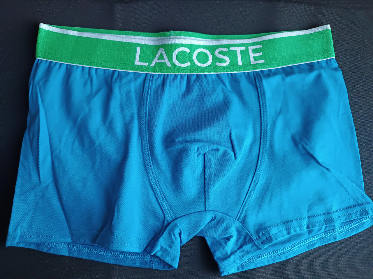 Однотонні блакитні чоловічі труси Lacoste, фото 1