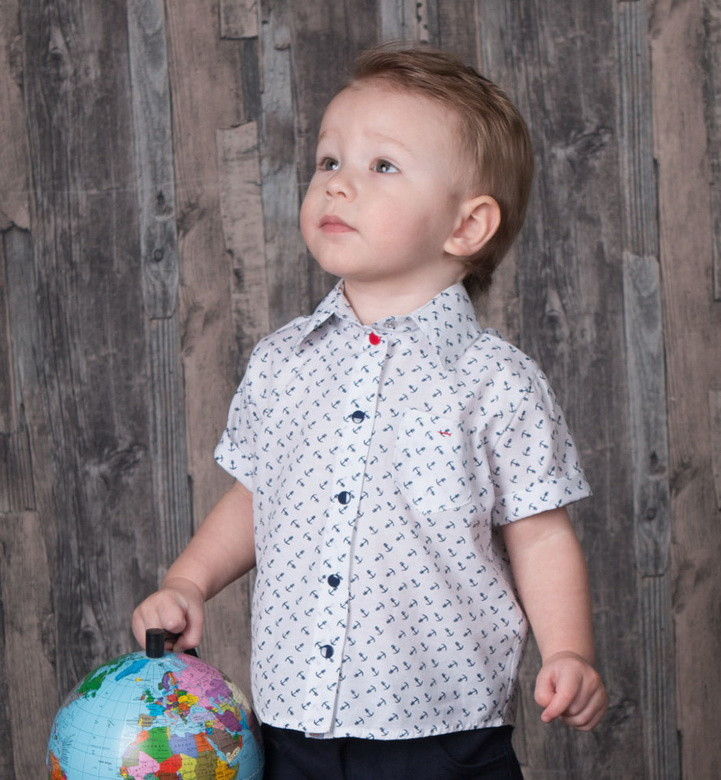 Дитяча сорочка для хлопчика GABBI Якоря Білий на зріст 80 (11299)