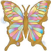 Фольгированный шарик Grabo 33" (84 см) Бабочка разноцветная