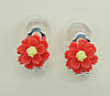 Сережки кліпси дитячі для вух без пробивання квітка Червона Хризантема, фото 3