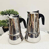 Гейзерна кавоварка на 6 чашок 300 мл із неіржавкої сталі Maestro MR-1660-6 Кавоварка на плиту