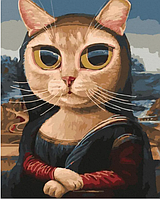 Картина за номерами Мона Котіза Картина в цифрах тварини кіт Розмальовка по цифрам кішка 40х50 Rainbow Art GX44985