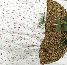 Батист (бавовняна тканина ) акварельні квіти на білому