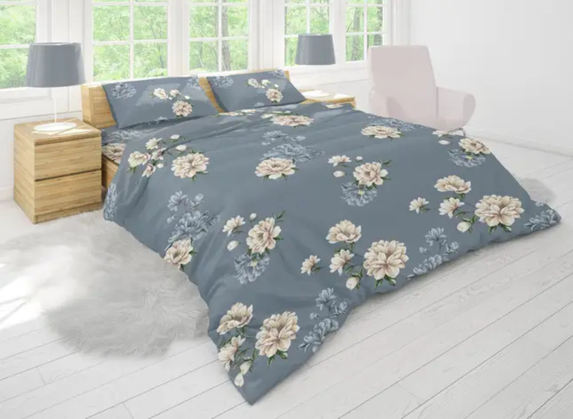 Двоспальний комплект постільної білизни 180х220 Ранфорс бавовна (20923) Кольорова постільна білизна натуральна, фото 1