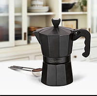 Гейзерная кофеварка на 3 чашки 150 мл из нержавеющей стали Maestro MR-1666-3-BLACK Кофеварка на плиту
