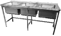 Ванна моечная 3 секц. з бортом 1600х600х850мм H=300мм