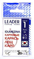 Крючки для рыбы, №1, Leader Idumezina, 9шт/уп, цвет BN