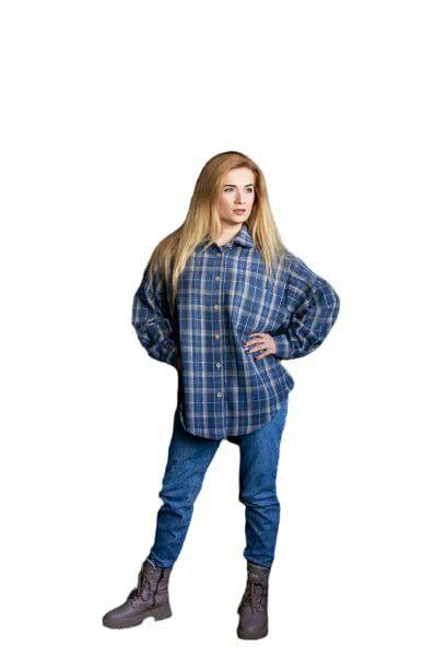 Сорочка жіноча в клітинку 3XL синя