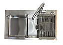 Мийка кухонна Kroner 78*48 (см), чаша праворуч + змішувач + кошик + дозатор, фото 5