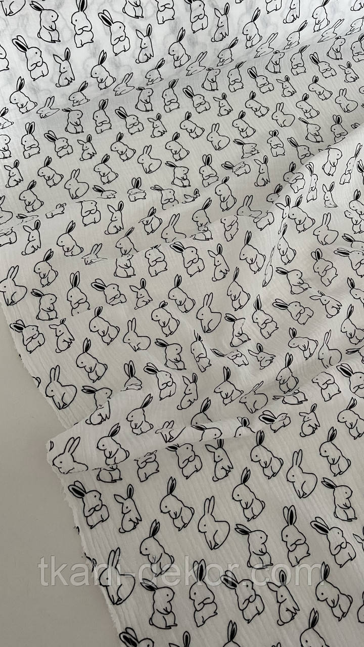 Муслін (жатка 1,35 м) зайчата намальовані (0,65*135), фото 1