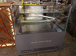 Вітрина холодильна кондитерська CUSTOM з прямим склом із нержавіючої сталі