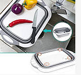 Складна складана обробна миска дошка трансформер туристична для нарізування та зберігання продуктів органайзер, фото 3