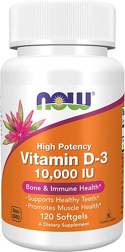 Купить Витамин Д3, Vitamin D3 Now Foods, 10000 IU, 120 капсул, цена 363 ...