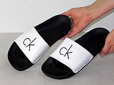Чоловічі шкіряні шльопки білі Calvin Klein 40р