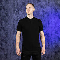 Мужская трикотажная футболка с коротким рукавом прямого кроя ПОЛО Loft S M L XL 2XL 3XL(46-56) ЧЕРНАЯ