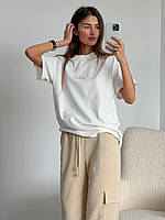 Стильная женская футболка оверсайз с вышивкой Sld1225
