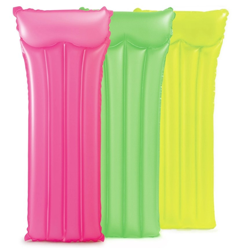 Пляжний надувний матрац для плавання з подушкою Неон Intex 59717 навантаження до 100 кг, фото 1