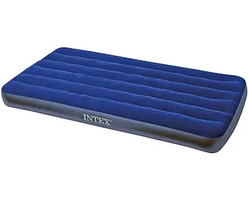Велюровий одномісний надувний матрац для відпочинку та сну Intex 64757 синій