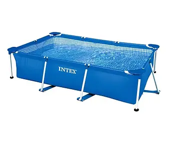 Прямокутний сімейний каркасний басейн Intex 28271 для дачі 260 x 160 x 65 см на 2200 л синій