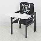 Дерев'яний стілець трансформер 2 в 1 для годування зі столиком Bambi Graphite білий, фото 4