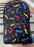 Рюкзак чоловічий спортивний Оксфорд тканина чорний з принтом Скейт