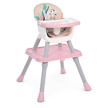 Дитячий пластиковий стільчик трансформер 3 в 1 для годування зі столиком та ременем Bambi M 5672-8 Рожевий