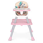 Дитячий пластиковий стільчик трансформер 3 в 1 для годування зі столиком та ременем Bambi M 5672-8 Рожевий, фото 2