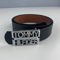 Ремінь чоловічий класичний Tommy Hilfiger пряжка гвоздик PU шкіра чорний