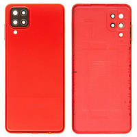 Задня панель корпусу для Samsung A125F Galaxy A12, червона, зі склом камери, з бічними кнопками