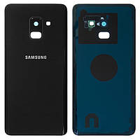 Задня панель корпусу для Samsung A530F Galaxy A8 (2018), чорна, зі склом камери
