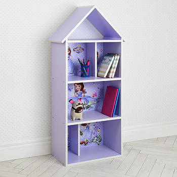 Дитяча полиця-будиночок із ДСП під іграшки або книги з малюнком Принцеса Софія Bambi H 2020-15-1 Лавандовий