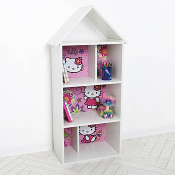 Полиця-будиночок у дитячу під іграшки або книги з малюнком Hello Kitty Bambi H 2020-20-1 Білий