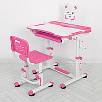 Детская металлопластиковая парта-растишка со стульчиком с регулировкой высоты Bambi M 4818-8 Розовый