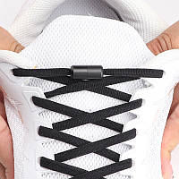 Шнурки для обуви с фиксаторами без завязок черные
