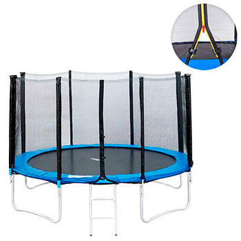 Батут для дітей та дорослих із захисною сіткою та сходами Profi MS 0501 діаметр 427 см Синій