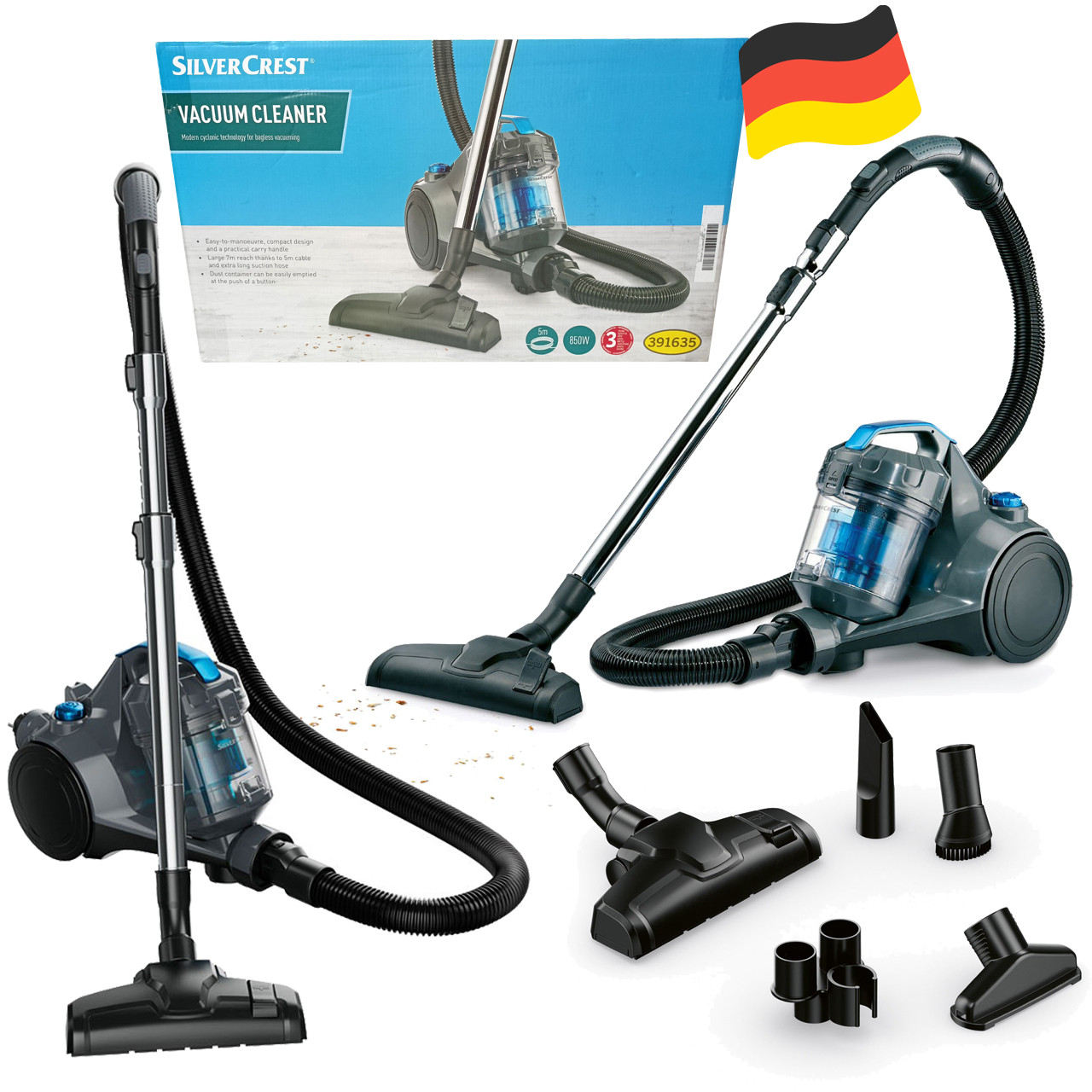 Циклонний пилосос SilverCrest SBZBK 850 A1 без мішка (850 Вт, 0,6 л, Німеччина), фото 1