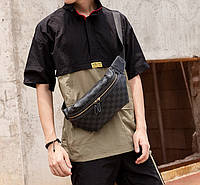 Мужская нагрудная поясная бананка сумка в стиле черная мессенджер барсетка сумка на пояс слинг через плечо