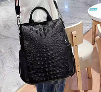 Жіночий шкіряний рюкзак сумка трансформер 2 в 1 рептилія, сумка-рюкзак жіноча натуральна шкіра висока якість