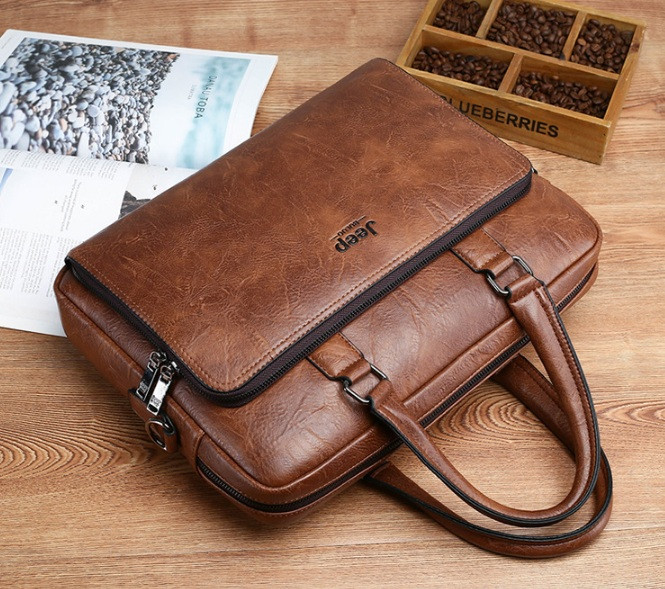 Мужской деловой портфель для документов формат А4, мужская сумка для планшета ноутбука Светло-коричневый - фото 5 - id-p1858277081