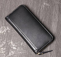 Классический мужской кожаный клатч кошелек натуральная кожа, мужское портмоне черный высокое качество