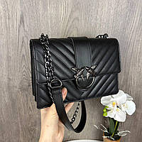 Модная женская сумочка клатч Пинко стеганная, мини сумка в стиле Pinko черная высокое качество