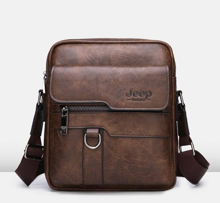Модная мужская сумка планшет Jeep повседневная, барсетка сумка-планшет для мужчин эко кожа Темно-коричневый - фото 3 - id-p1858277406