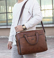 Мужская сумка для документов А4 мужской портфель деловой для бумаг Jeep Светло-коричневый высокое качество