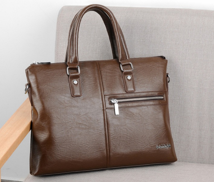 Мужской деловой портфель для документов формат А4 мужская сумка для планшета ноутбука бумаг Светло-коричневый - фото 2 - id-p1858275702