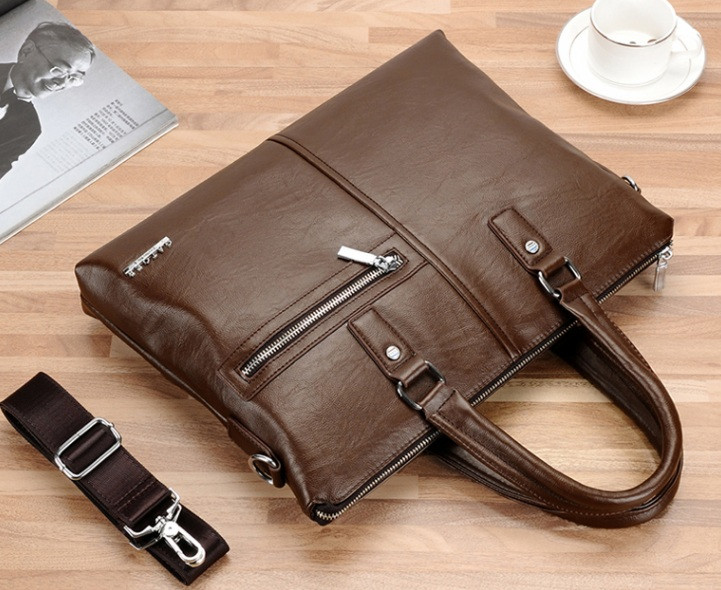 Мужской деловой портфель для документов формат А4 мужская сумка для планшета ноутбука бумаг Светло-коричневый - фото 4 - id-p1858275702