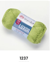 Нитки пряжа для в'язання бавовна мерсеризована бавовна LUXOR Люксор № 1237 - салат