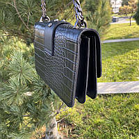 Женская мини сумочка клатч под рептилию с птичками, Маленькая сумка на цепочке с птицами Пинко высокое