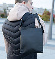 Мужская сумка барсетка из натуральной кожи черная, классическая планшетка кожаная высокое качество